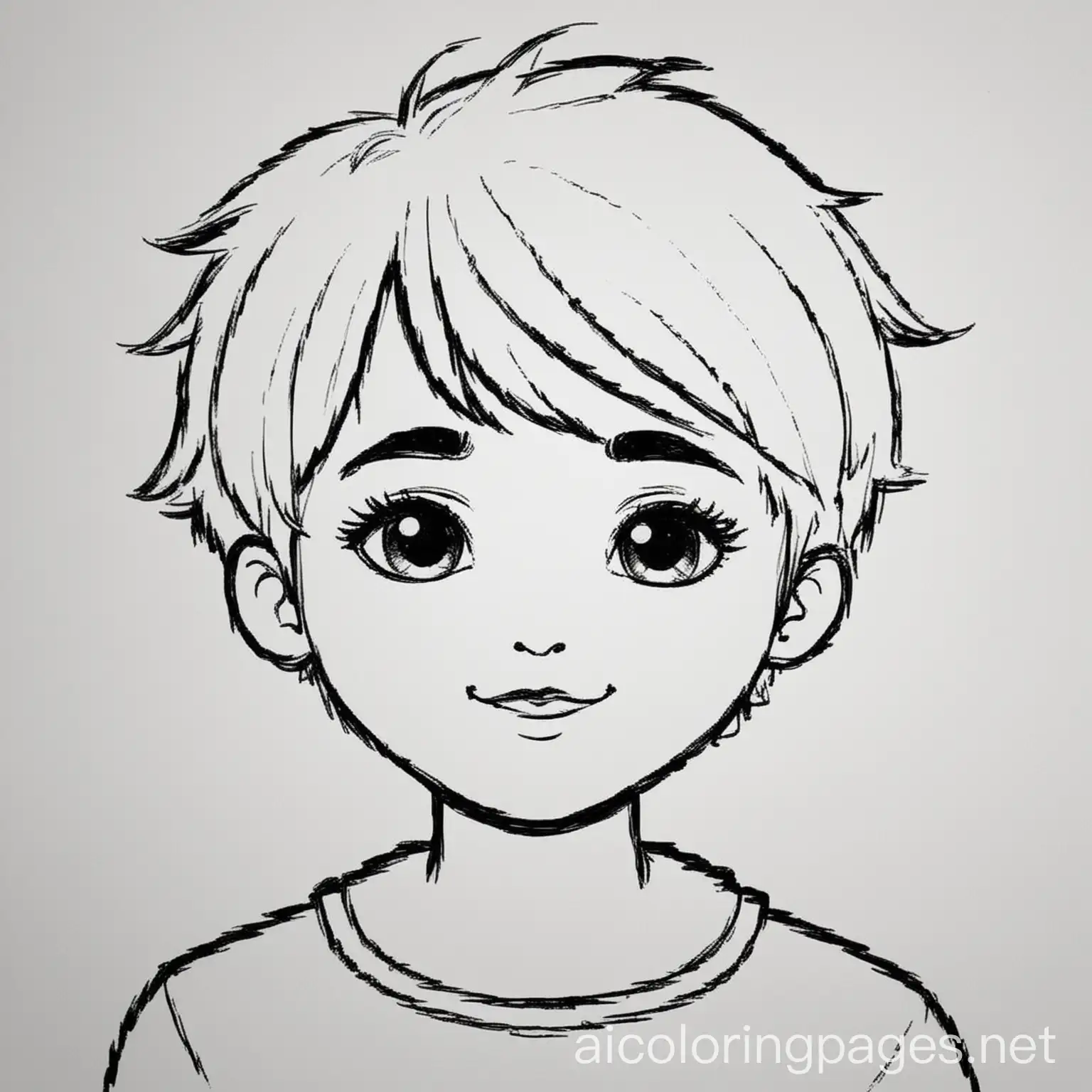 boy, Coloring Page, black and white, line art, white background, Simplicity, Ample White Space. The background of the coloring page is plain white to make it easy for young children to color within the lines. The outlines of all the subjects are easy to distinguish, making it simple for kids to color without too much difficulty