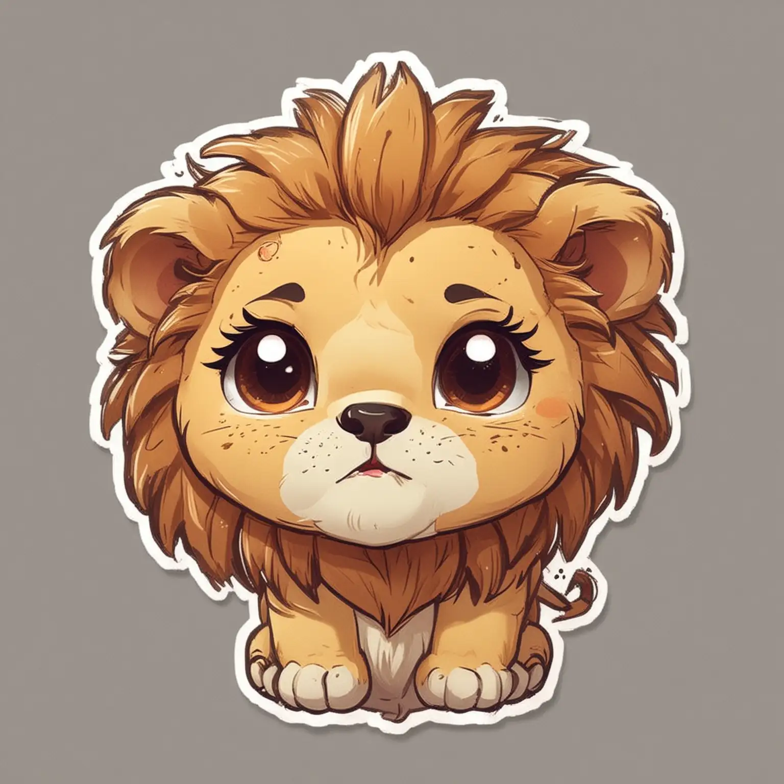 Adorable Cartoon Lion Stickers on White Background