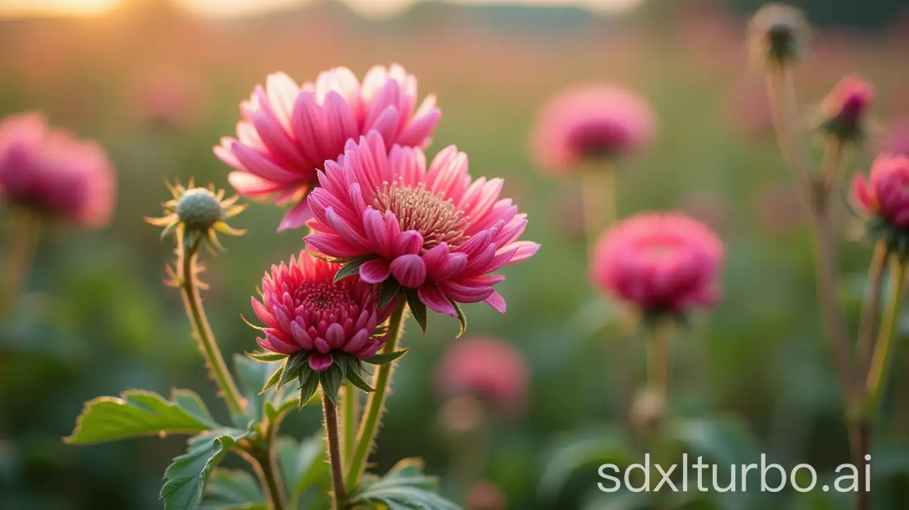 Vibrant cotton flower plant with spherical flowers