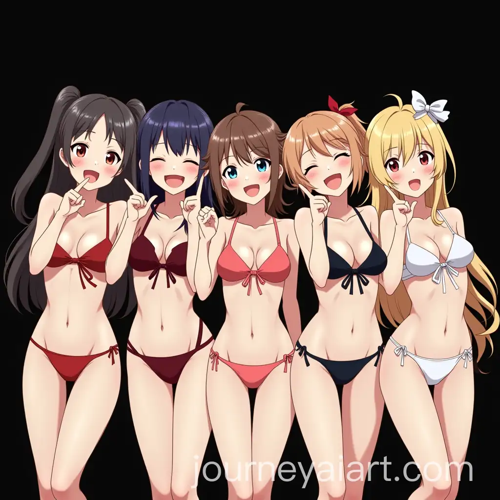 Five-Anime-Girls-Laughing-in-Bikinis-on-Black-Background