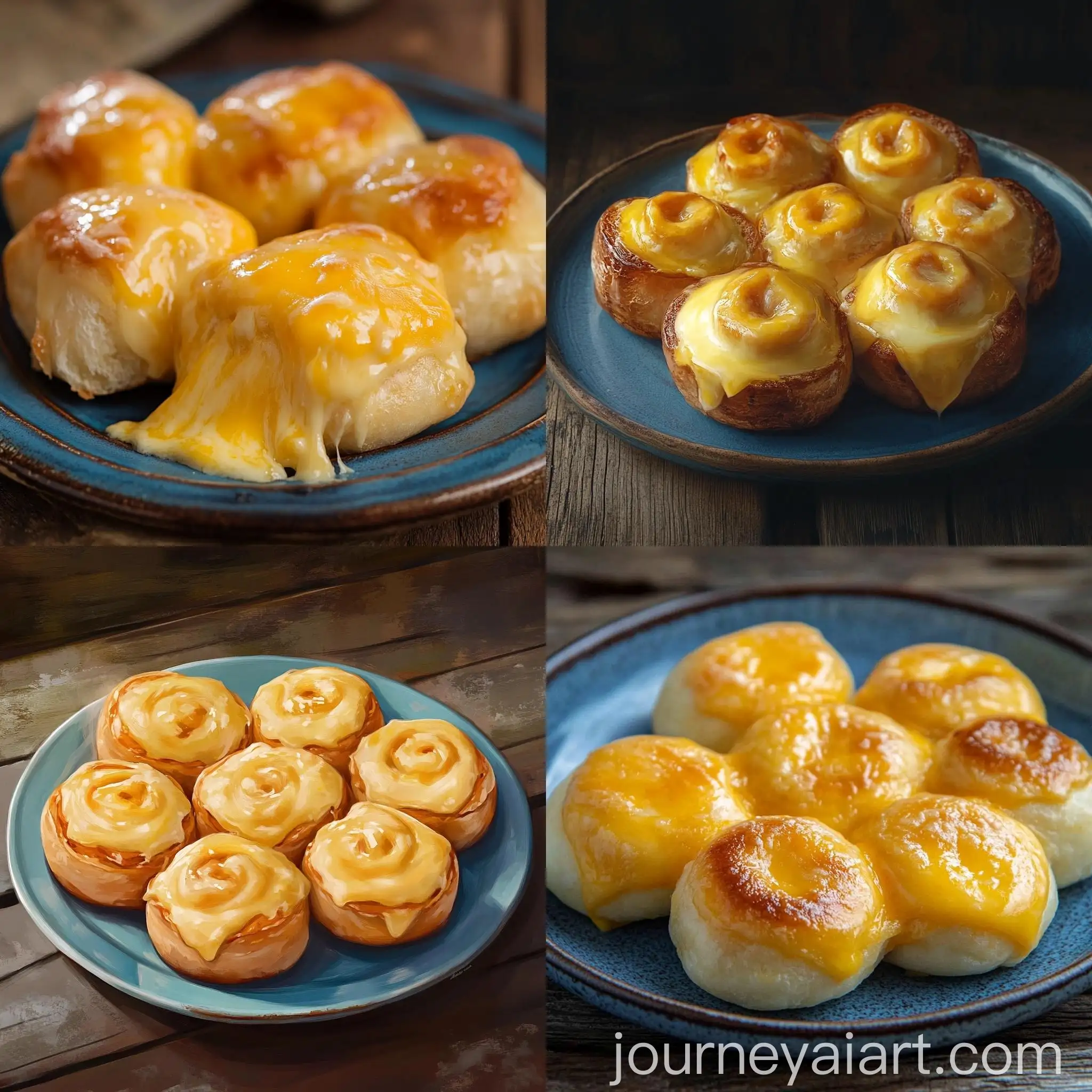 Golden-Brown-Cheddar-Cheese-Rolls-on-Blue-Ceramic-Plate