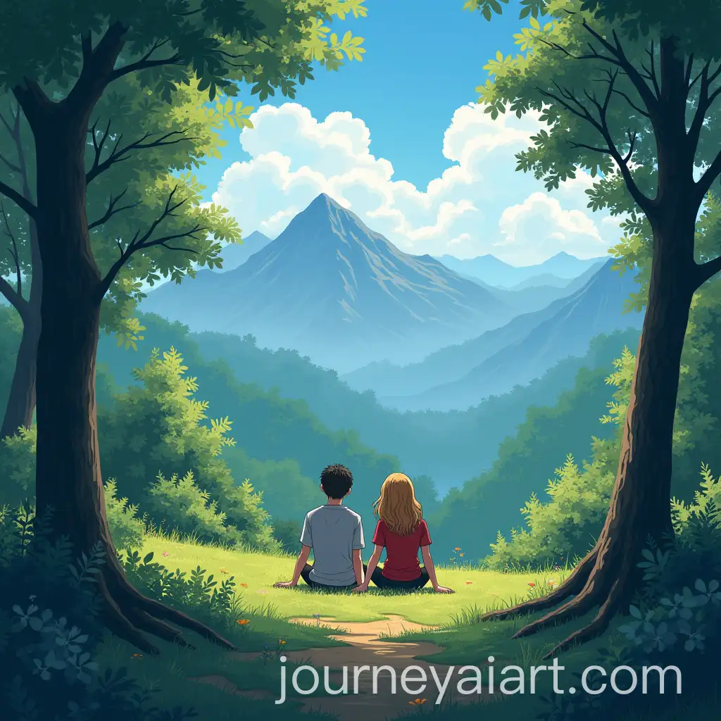 Couple-Enjoying-Serenity-in-Mountain-Forest-in-Anime-Style