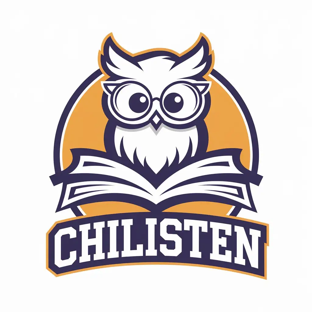 a vector logo design,with the text "Chilisten", main symbol:Smart owl,Moderate,be used in Education industry,clear background