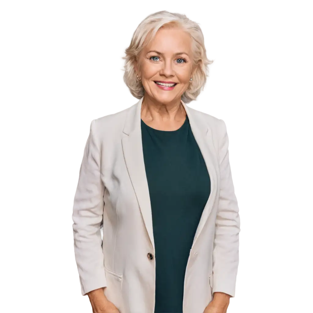 PNG-Image-of-a-65YearOld-Woman-with-Platinum-Blonde-Hair-Determined-Expression-and-Serene-Smile