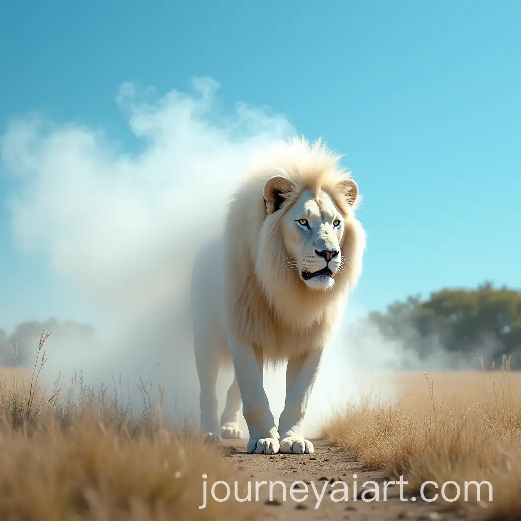 Majestic-White-Lion-Strolling-Through-a-Serene-Landscape