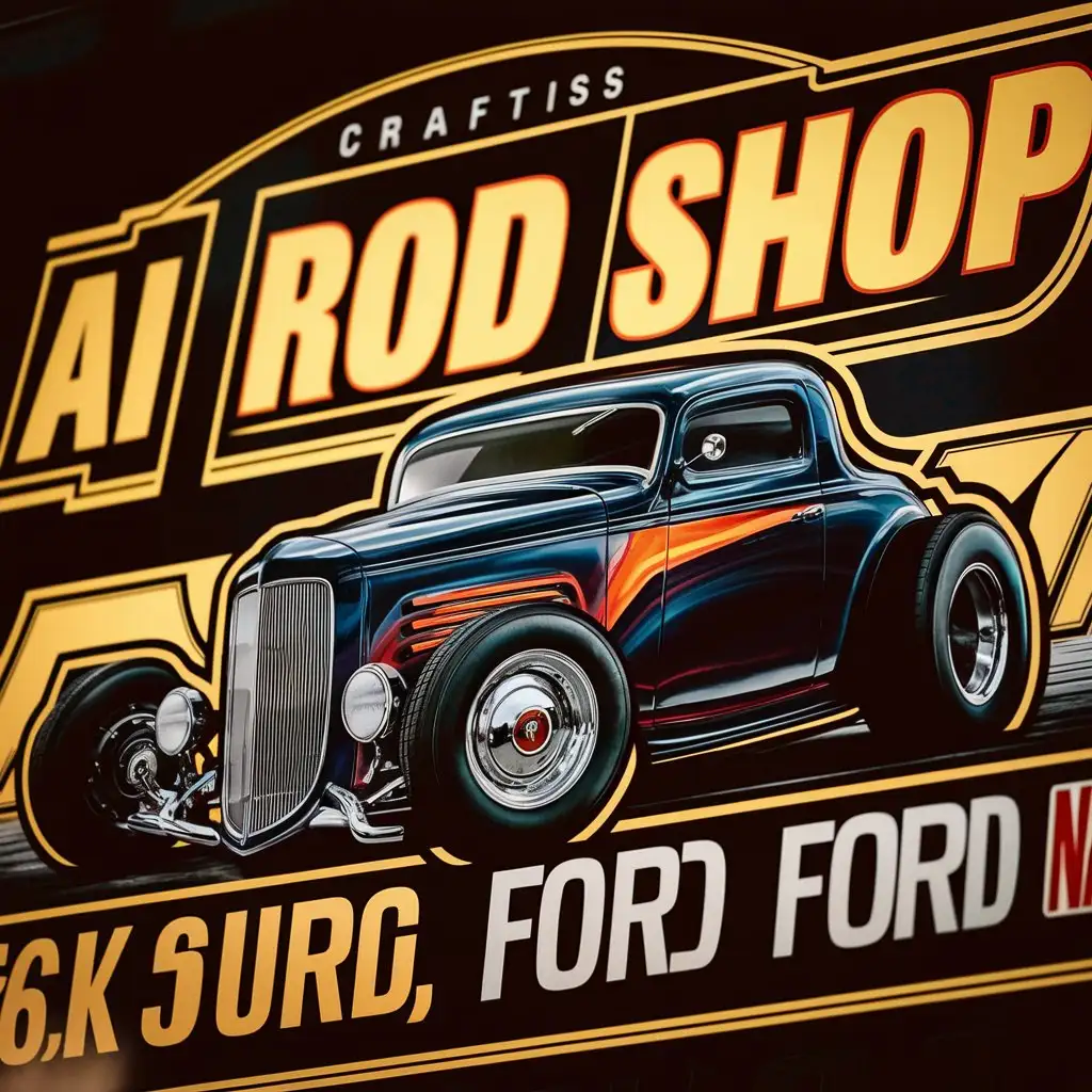 Custom 32 Ford Hot Rod Sign in Vibrant 16K Full Color