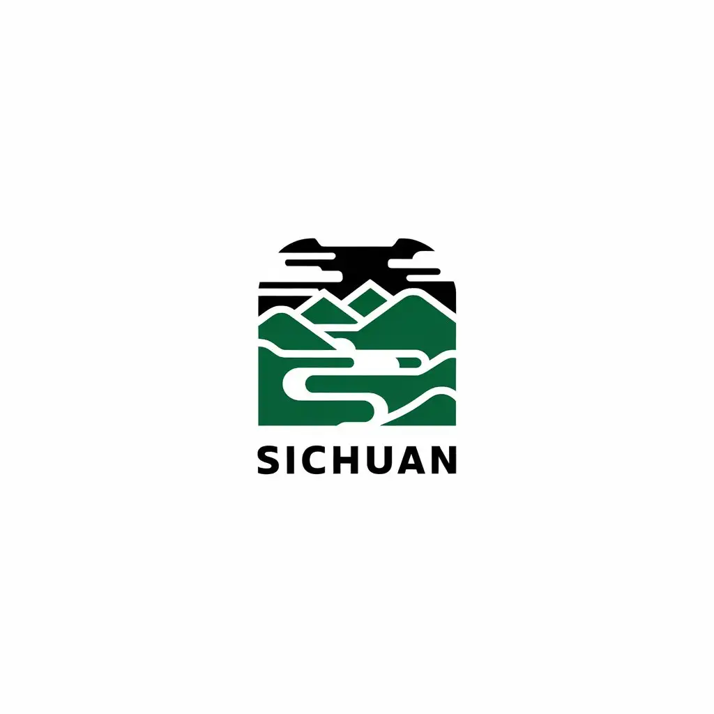 a vector logo design,with the text "Sichuan", main symbol:landscape,Moderate,be used in Internet industry,clear background