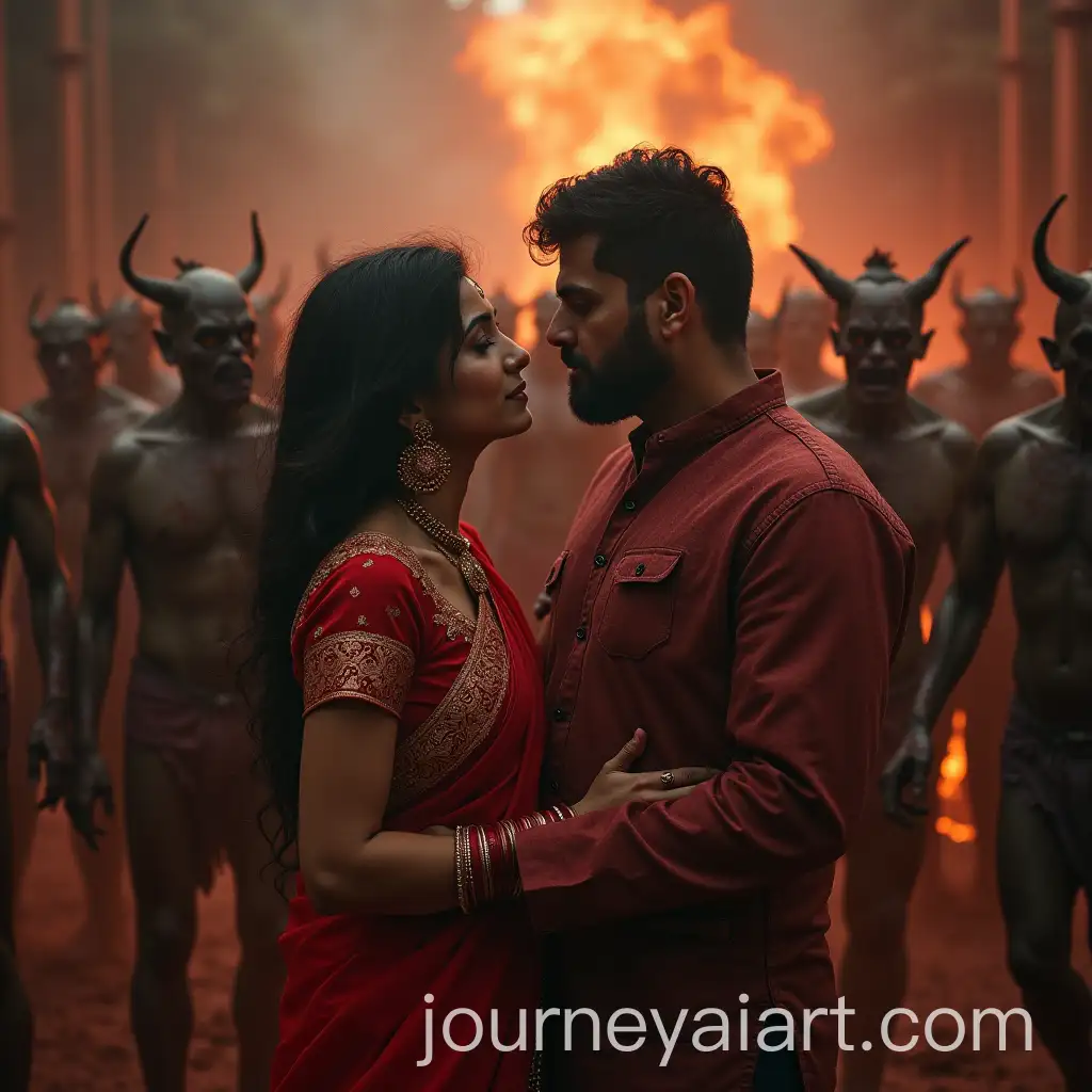 Hindu-Couple-Marriage-Surrounded-by-Devils-and-Zombies-in-Hell