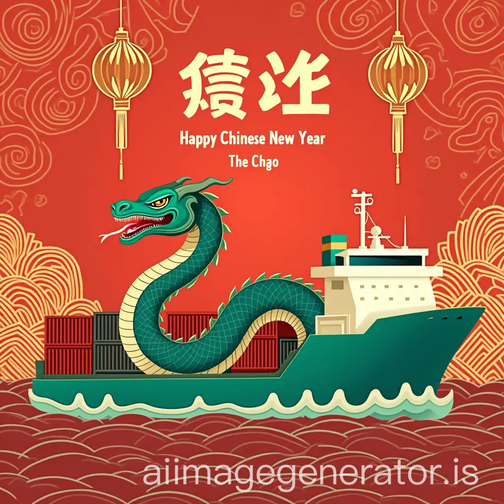 Cargo-Ship-Chinese-New-Year-Greeting-Banner-with-Snake-Design-and-Festive-Background