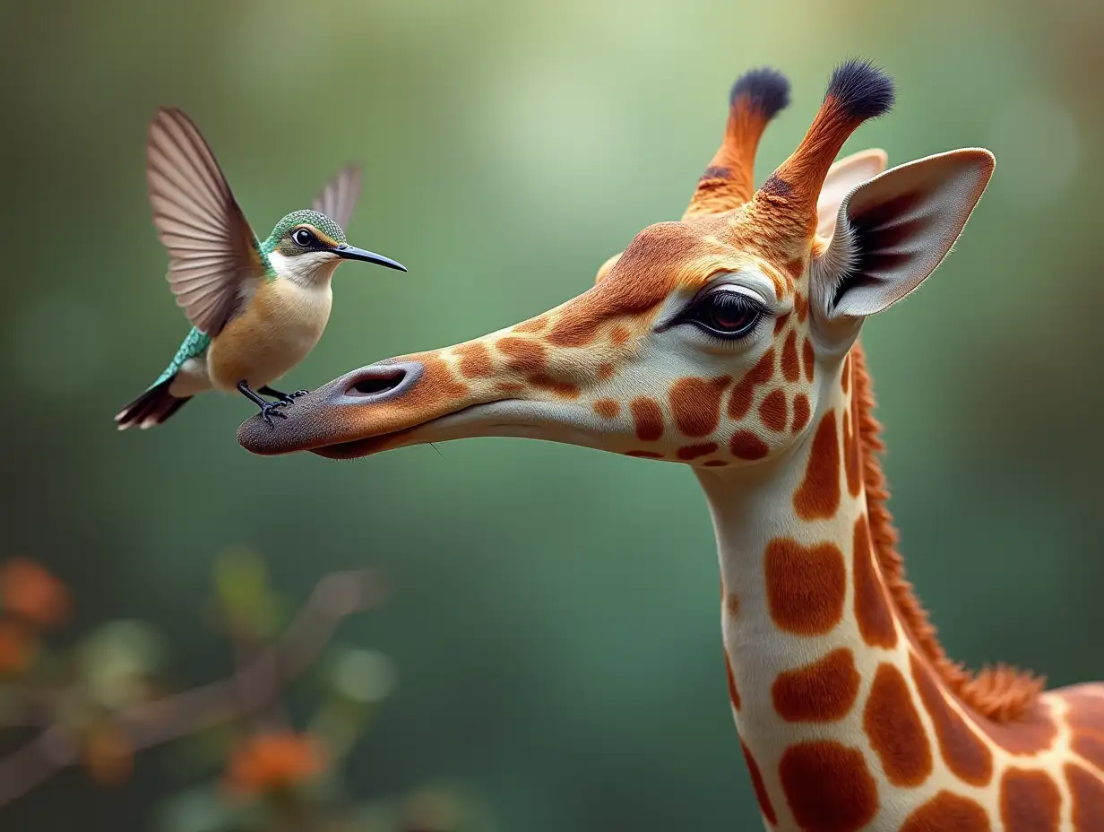 Create a Surreal World Hummingbird with Giraffe Head