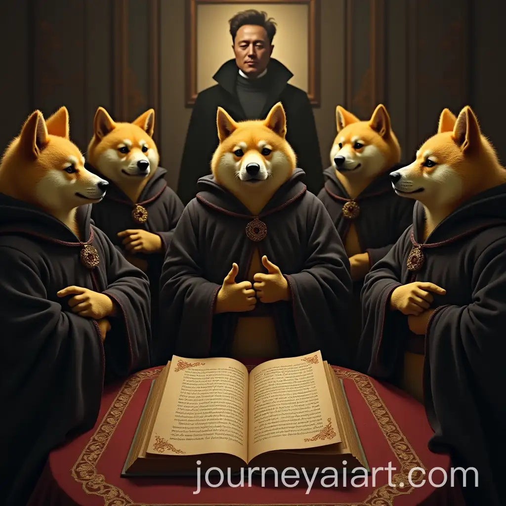 Mystical-Sect-of-Dogecoin-Followers-Gathered-Around-Ancient-Altar
