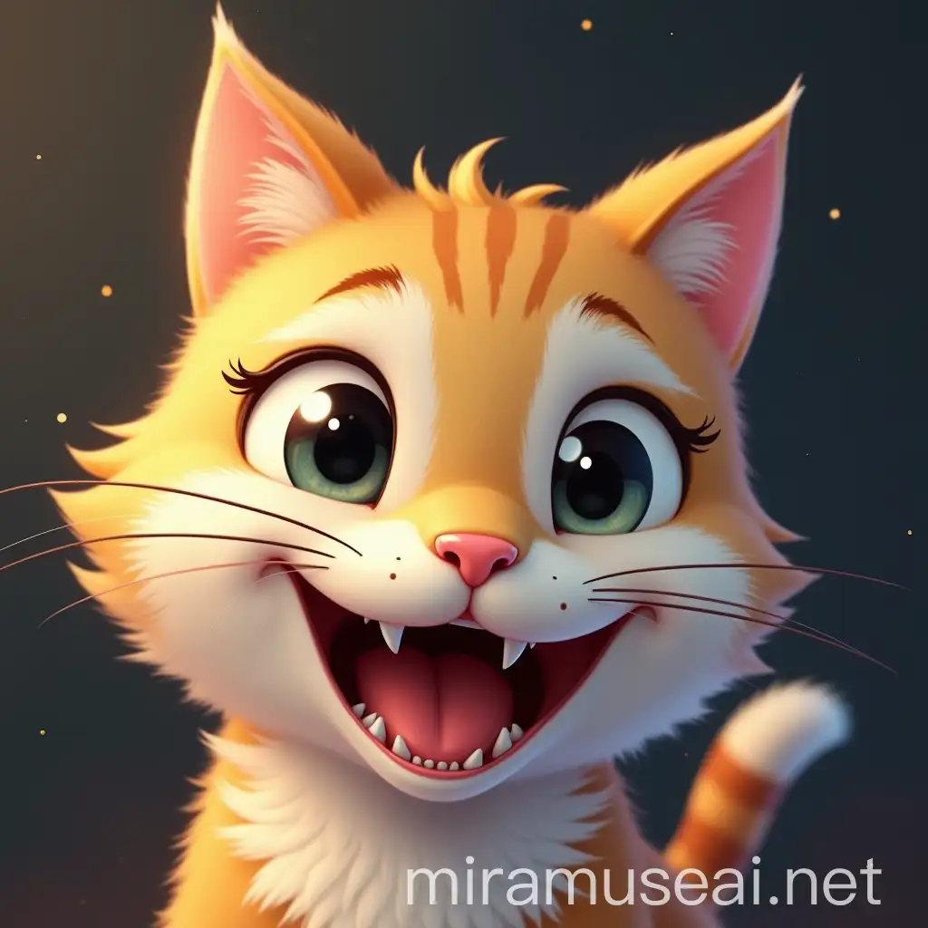 Smiling Cat with Playful Expression and Bright Eyes