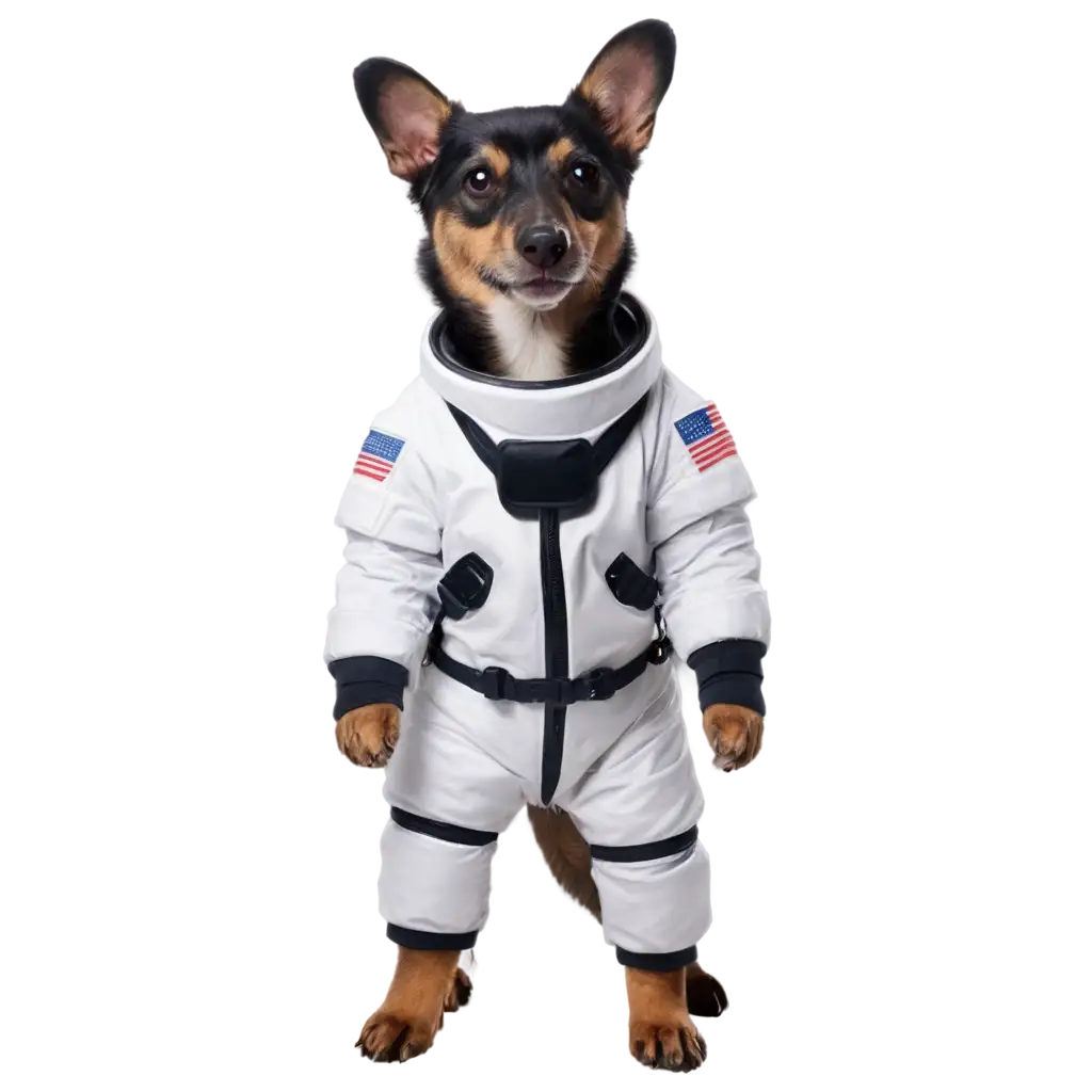 a dog with astronaut suit