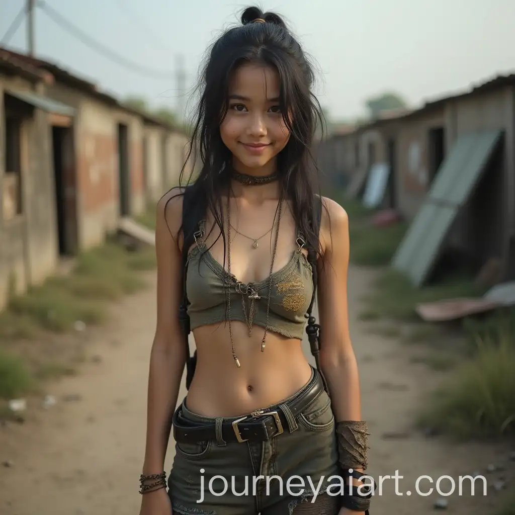 Petite-Asian-Girl-Smiling-in-PostApocalyptic-Environment