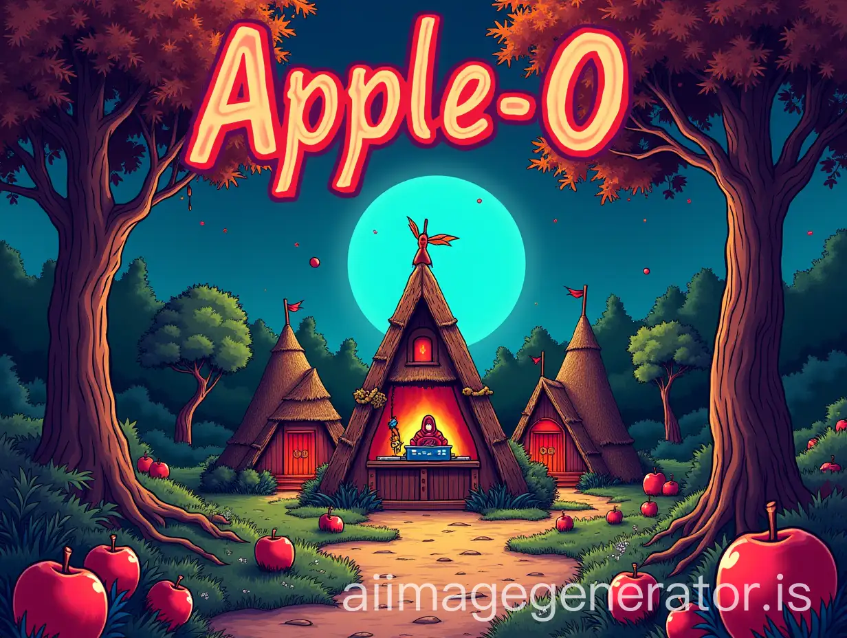 AI-Image-Prompt-ExpansionAppleO-Electronic-Music-Festival-Flyer-Featuring-Ewok-Village-and-Psychedelic-Theme