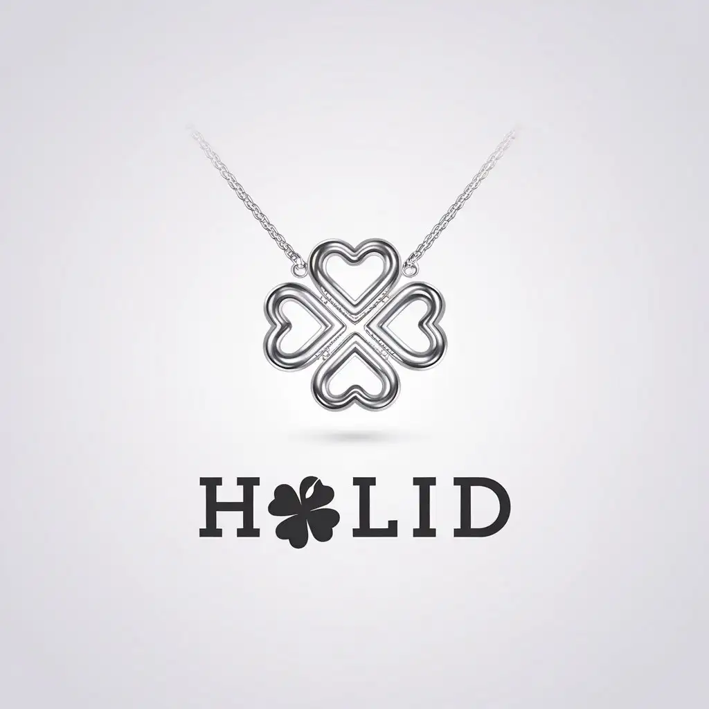 LOGO Design for Holid Minimalistic Silver Jewelry with Clover and Heart Necklace Theme