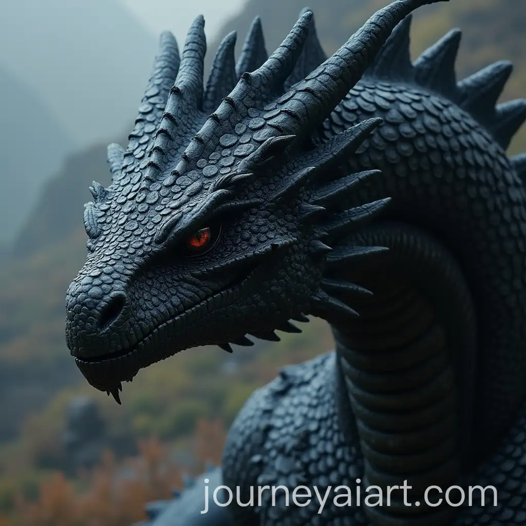 Giant-Black-Dragon-Head-with-Detailed-Scales-from-Game-of-Thrones