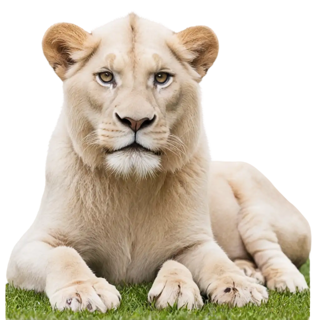 Stunning-White-Lion-PNG-Image-Lying-on-Grass-for-HighQuality-Visuals