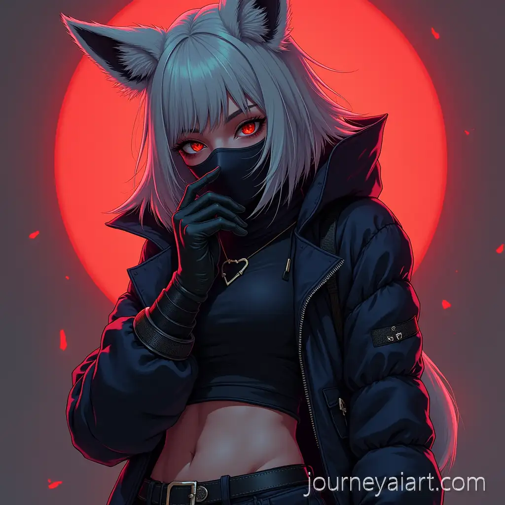 Cyberpunk-Fox-Girl-Ninja-Assassin-Holding-Mask-in-Futuristic-City