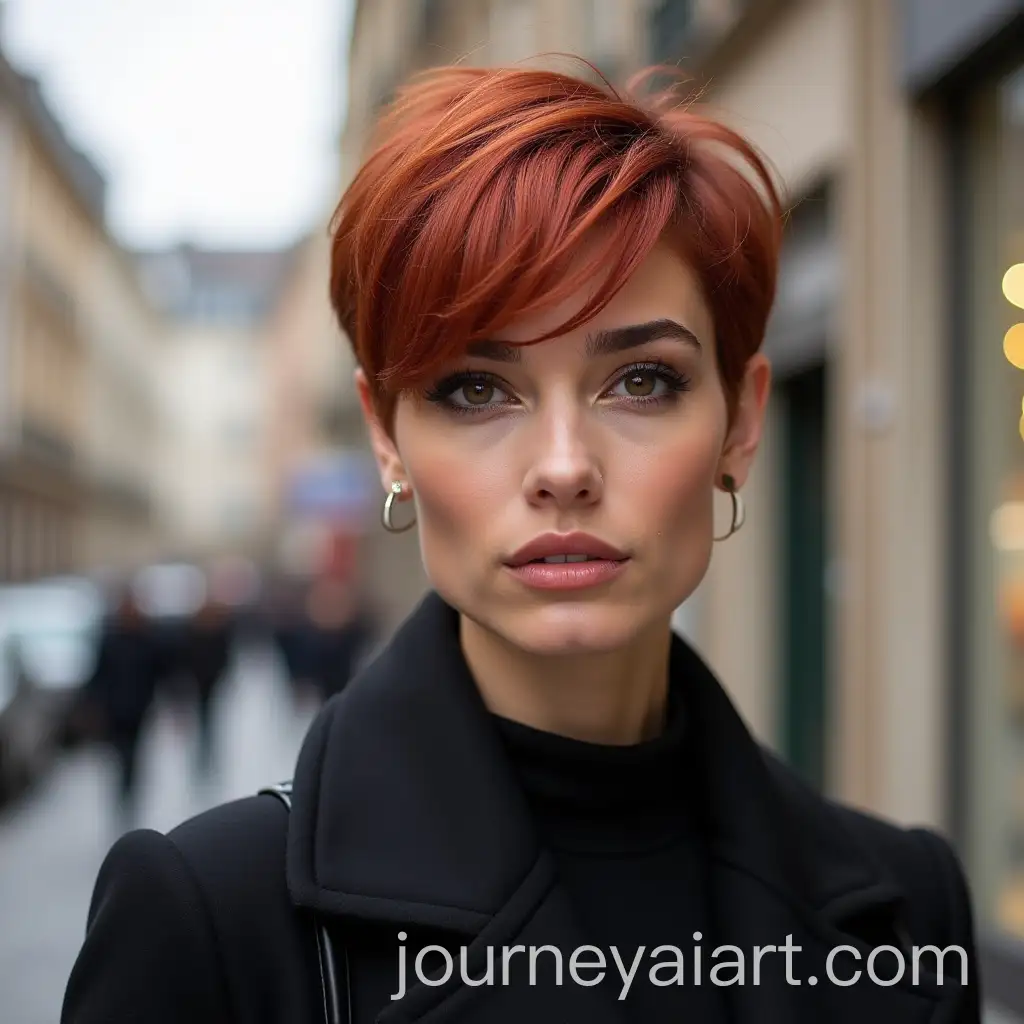 Stylish-French-Model-with-Red-Hair-in-Fashionable-Street-Photo