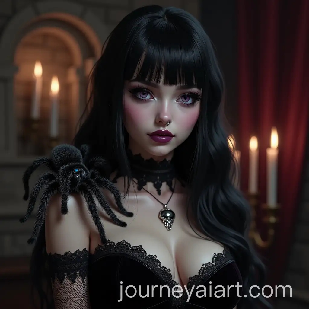 GothAI-Image-Prompt-Expansionic-Portrait-of-a-Confident-Goth-Girl-with-Tarantula-in-Dimly-Lit-Room