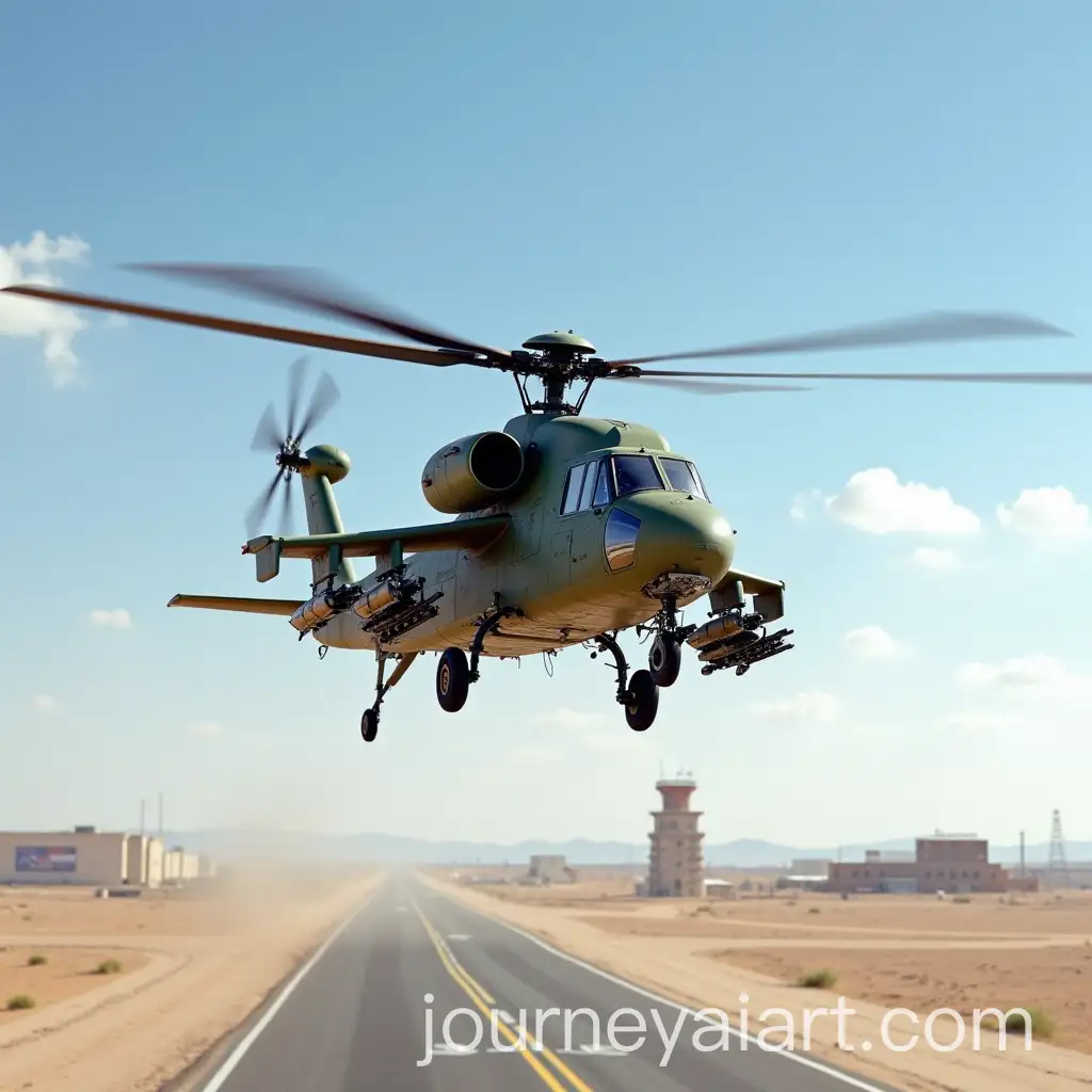 Russian-Mi28N-Night-Hunter-Helicopter-Flying-Over-Desert-Military-Airfield