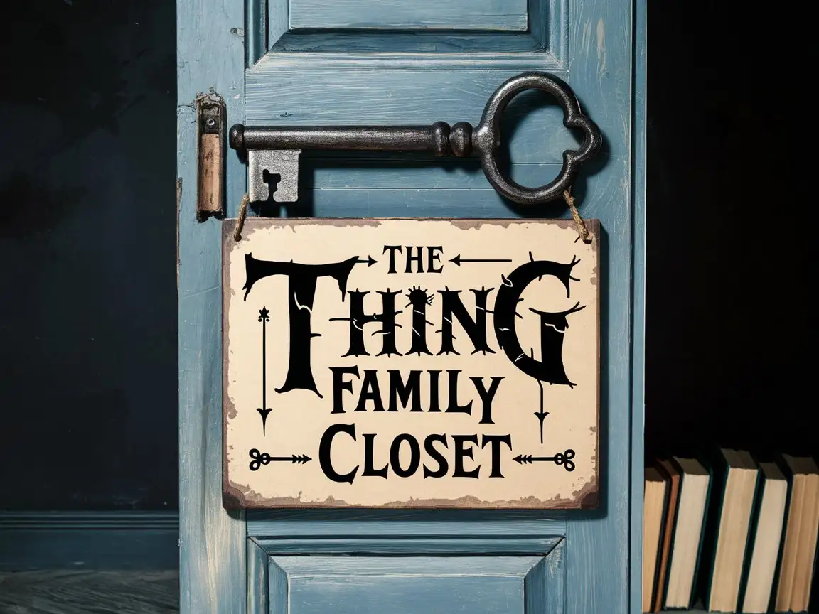 The Thing Family ClosetnSign in gothic vintage old paper foot