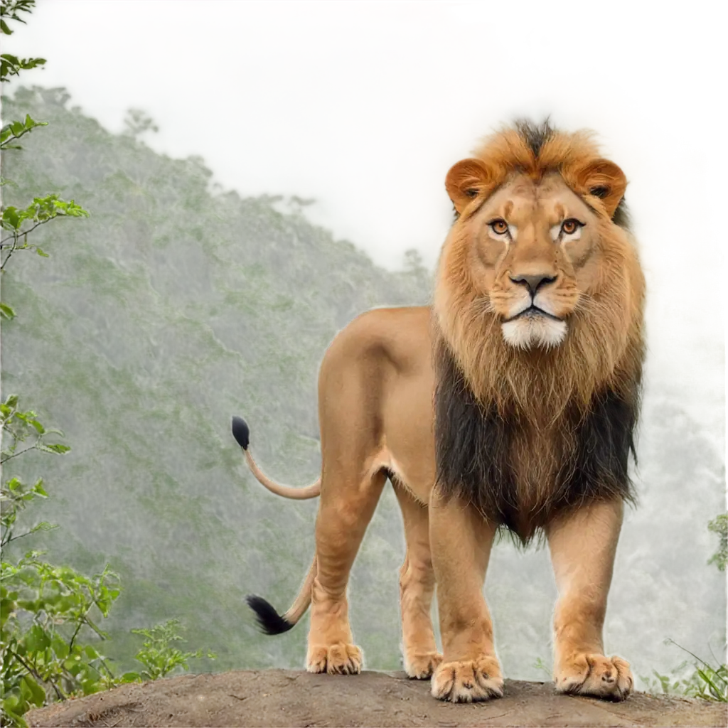 Majestic-Lion-in-a-Misty-Forest-HighQuality-PNG-Image-for-Stunning-Visuals