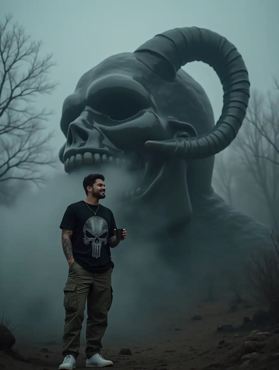 Korean-Man-with-Demon-Head-and-Foggy-Landscape