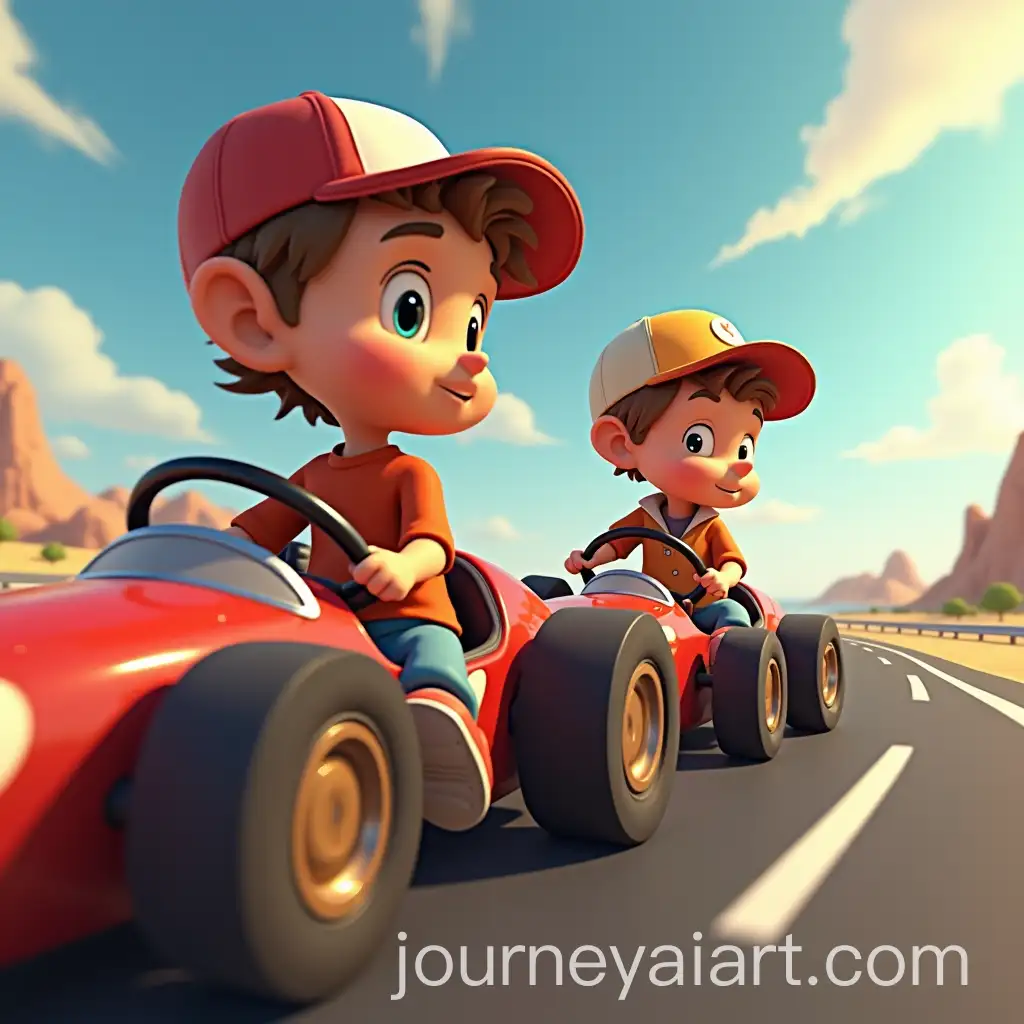 Chip-and-Dale-in-Motorsport-with-Baseball-Caps-Driving-in-Cartoon-Style