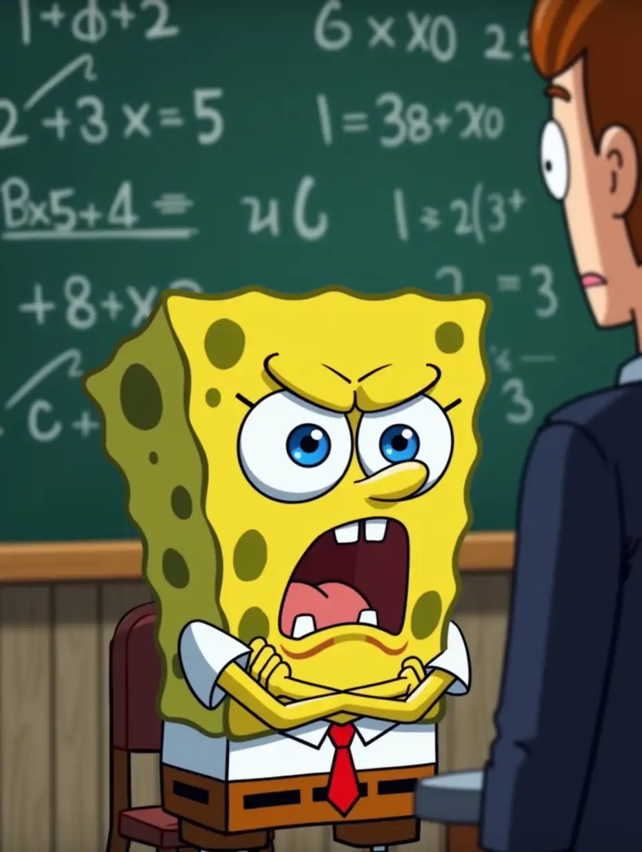 SpongeBob-SquarePants-in-a-Math-Class-Frustrated-with-Learning