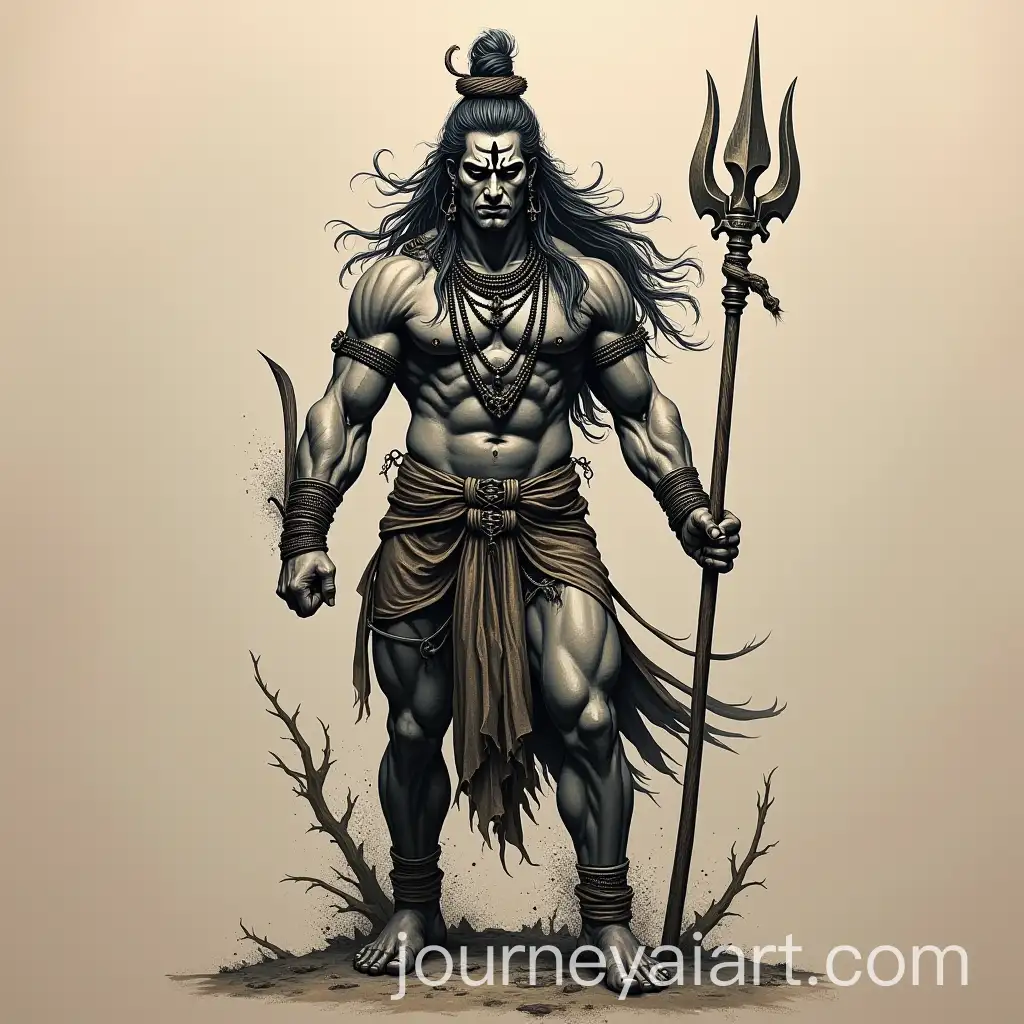 Angry-Lord-Shiva-Tattoo-Design-with-Trishul-and-Shredded-Body