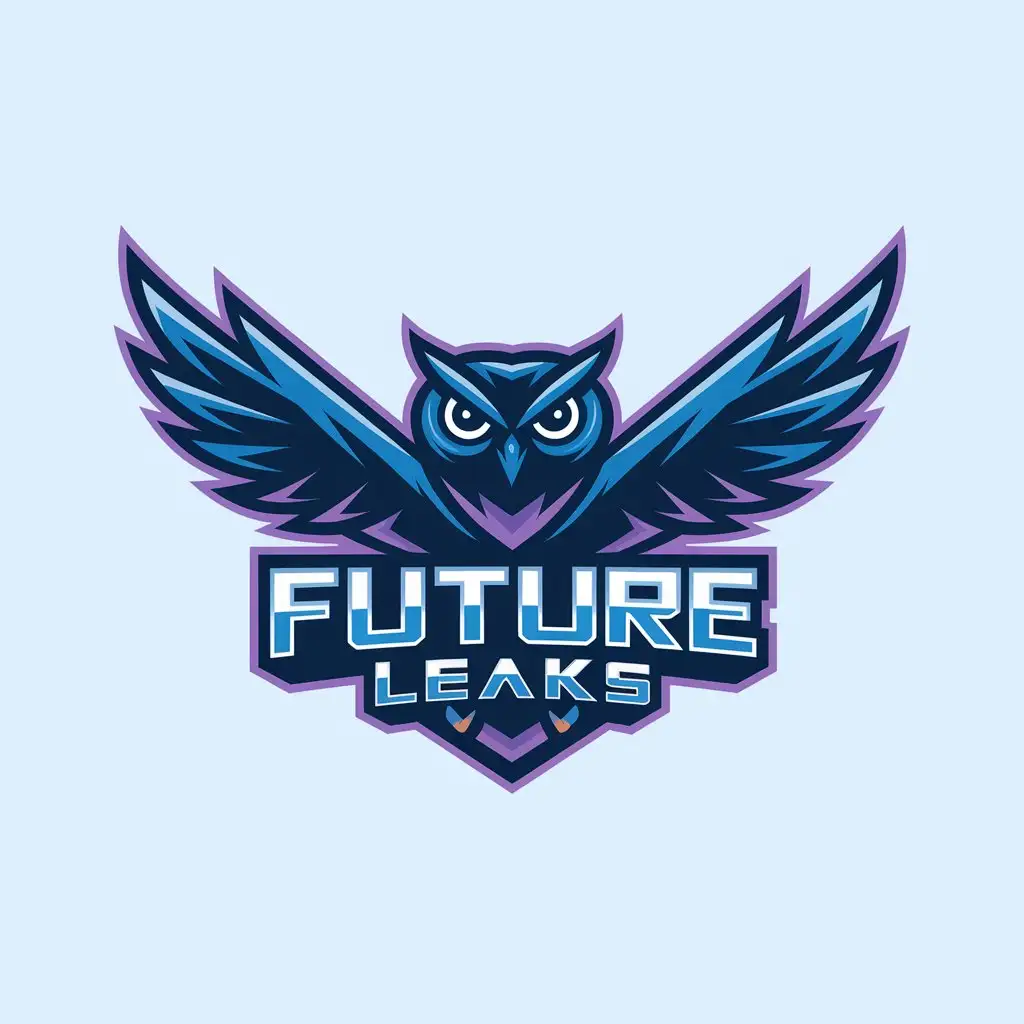 LOGO Design for Future Leaks Owl Mascot in Futuristic Blue and Purple