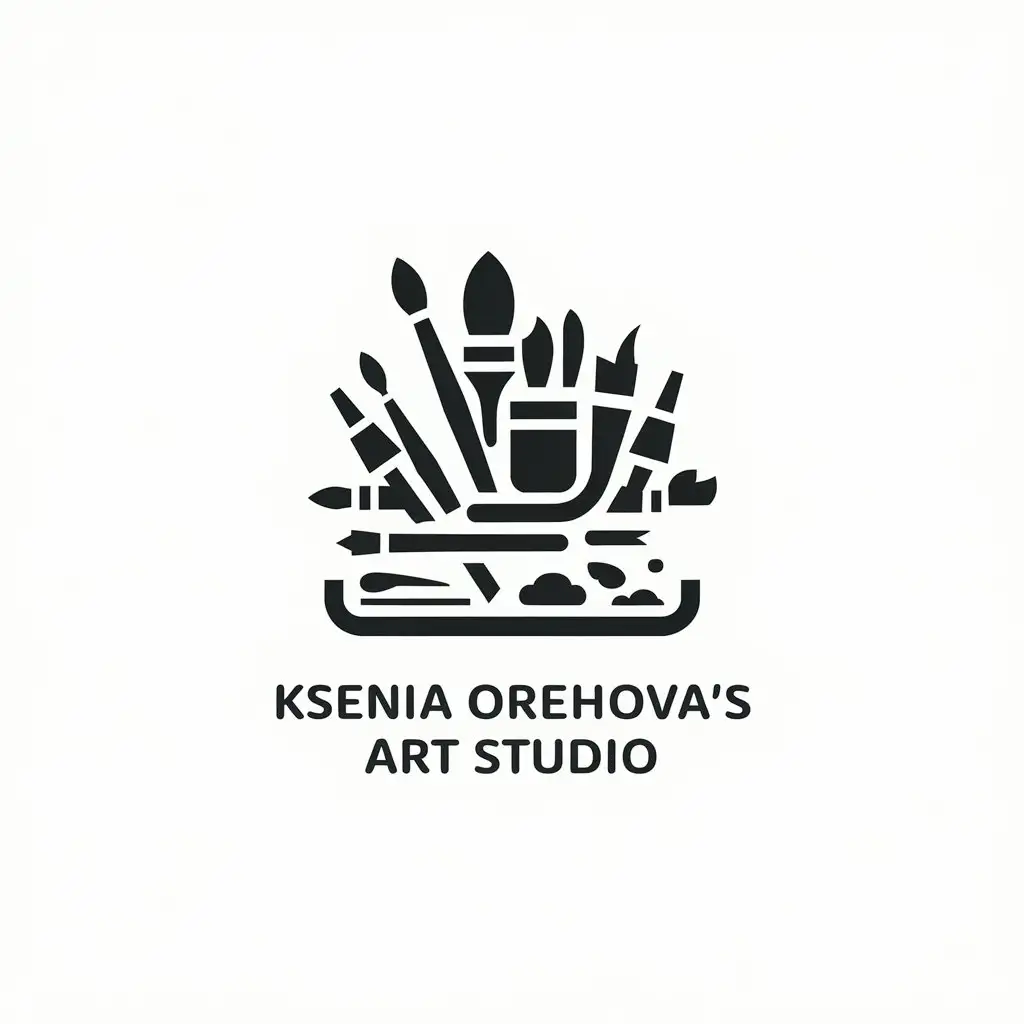 LOGO-Design-For-Ksenia-Orehovas-Art-Studio-Brushes-and-Paints-Theme