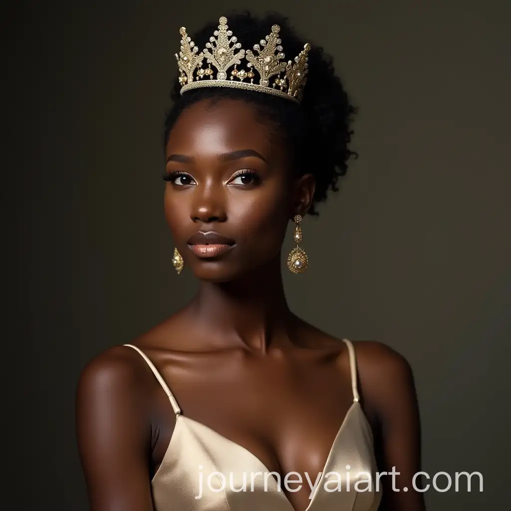 Young-Black-Woman-in-Crown-and-Elegant-Modern-Dress