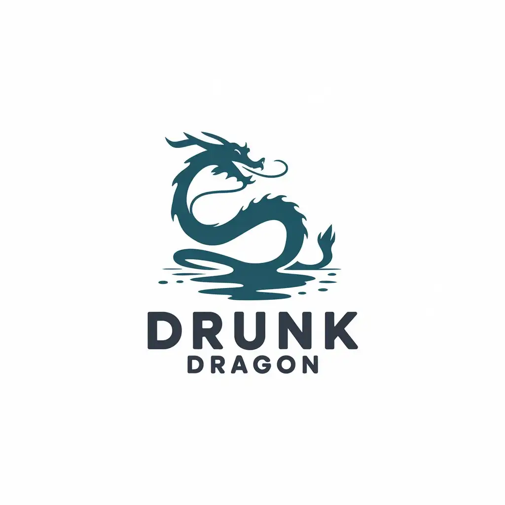 a vector logo design,with the text "drunk dragon", main symbol:Long, water ink,Minimalistic,be used in Travel industry,clear background