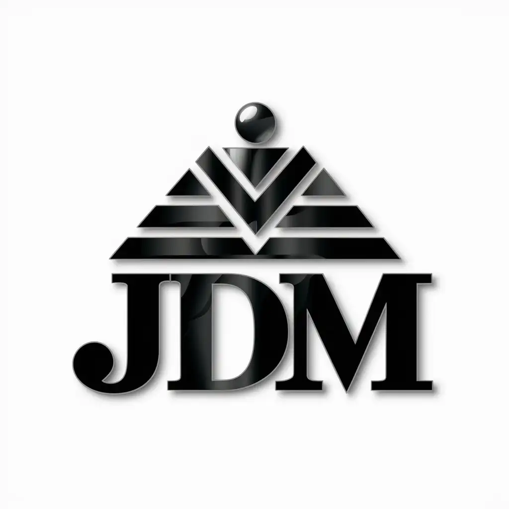 LOGO Design For JDM Luxurious Onyx Pyramid with Stylized Ball on White Background