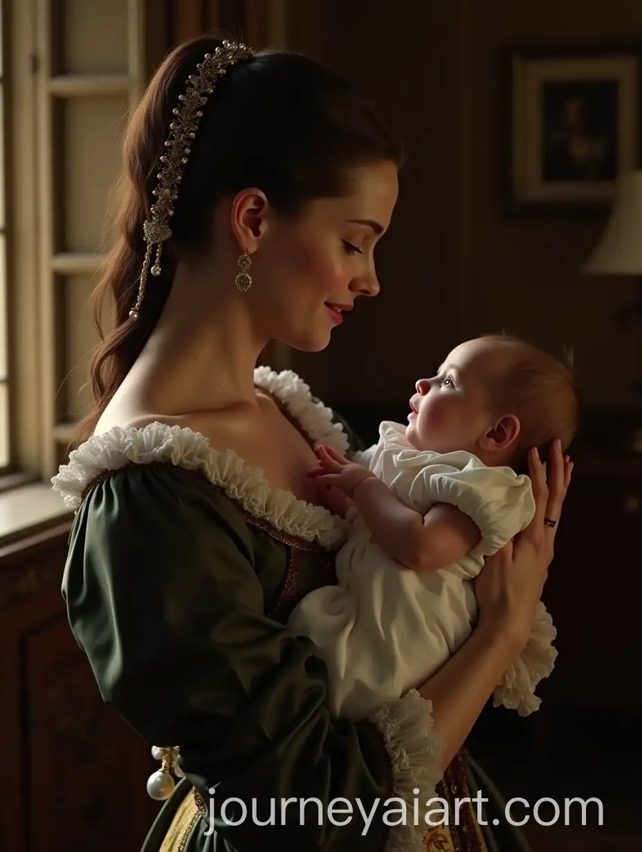 Anne-Boleyn-Holding-Baby-Elizabeth-in-a-Tudor-Royal-Chamber