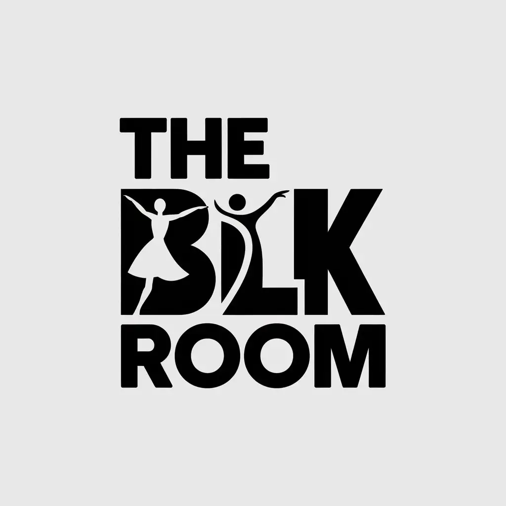 LOGO Design for THE BLK ROOM Vector with Dancing Symbol and Clear Background