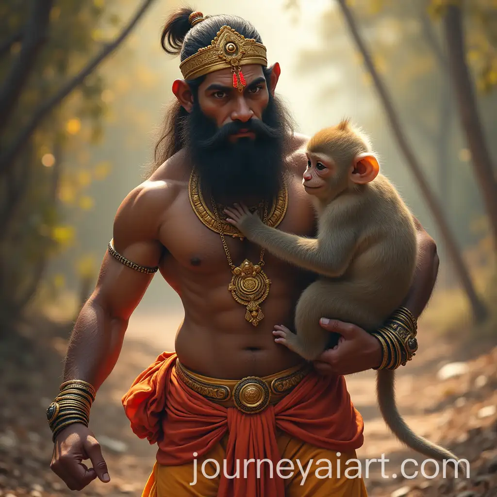 Lord-Hanuman-with-Monkey-in-Spiritual-Pose