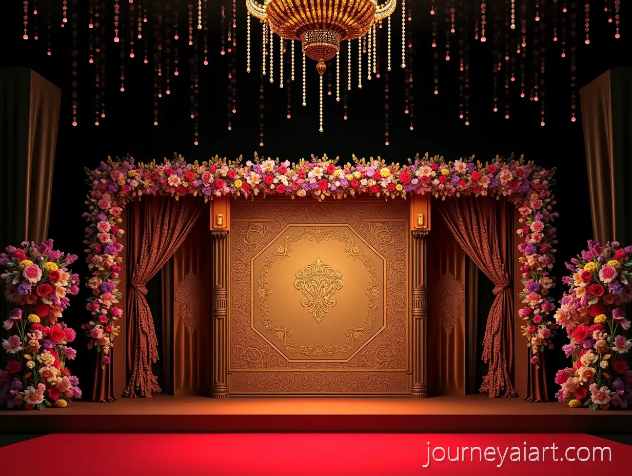 ElegantIndian-wedding-stage-design-Indian-Wedding-Stage-with-Floral-Backdrop-and-Chandeliers