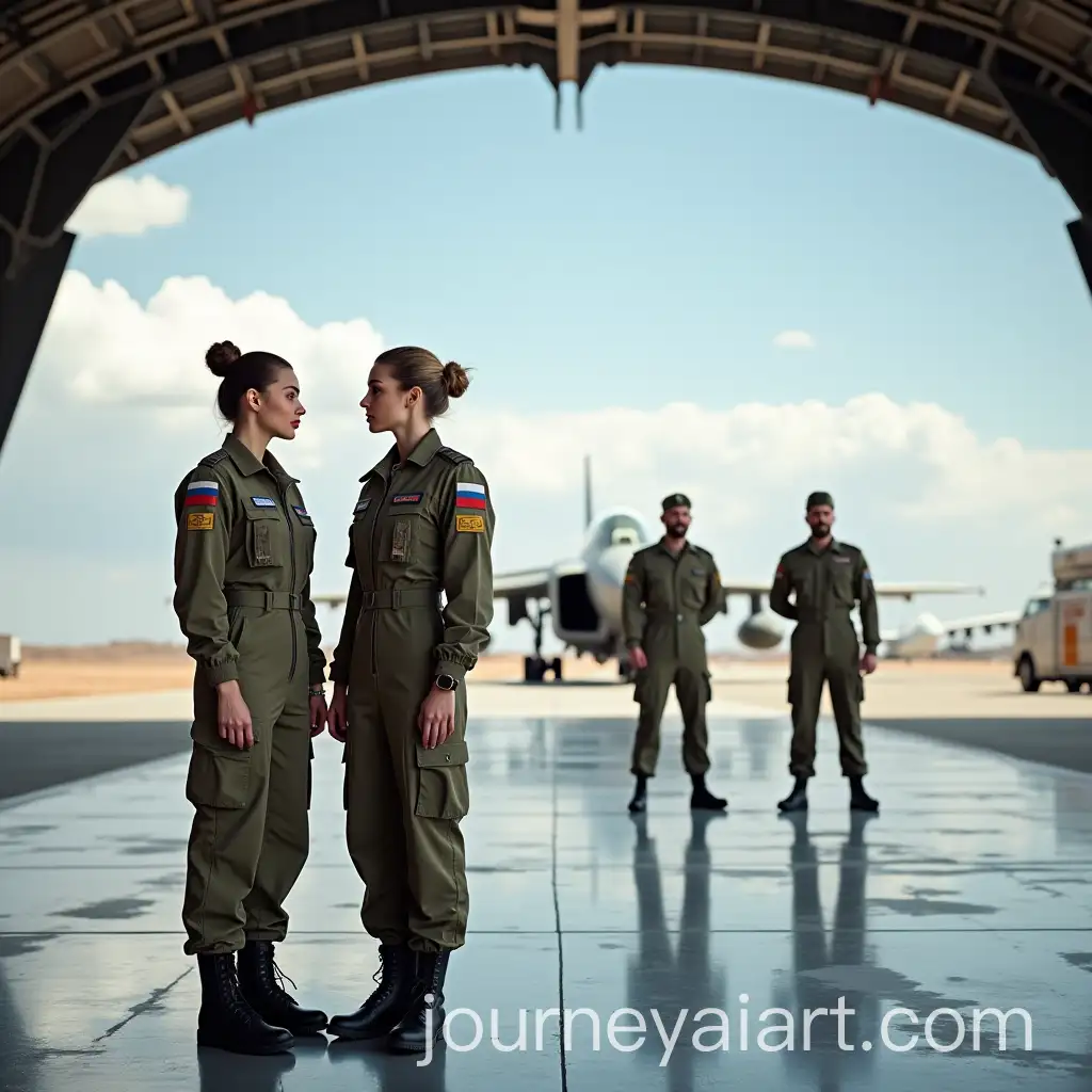 Russian-Military-Pilots-and-Technicians-in-a-Desert-Aircraft-Hangar