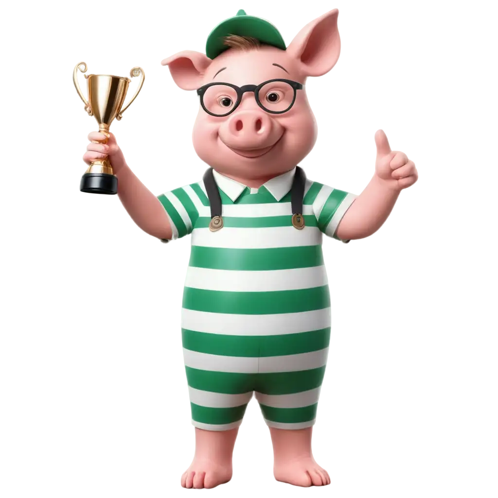 Create-a-PNG-Image-of-a-Pig-with-Glasses-in-Striped-Green-and-White-Outfit-Holding-a-World-Champion-Cup