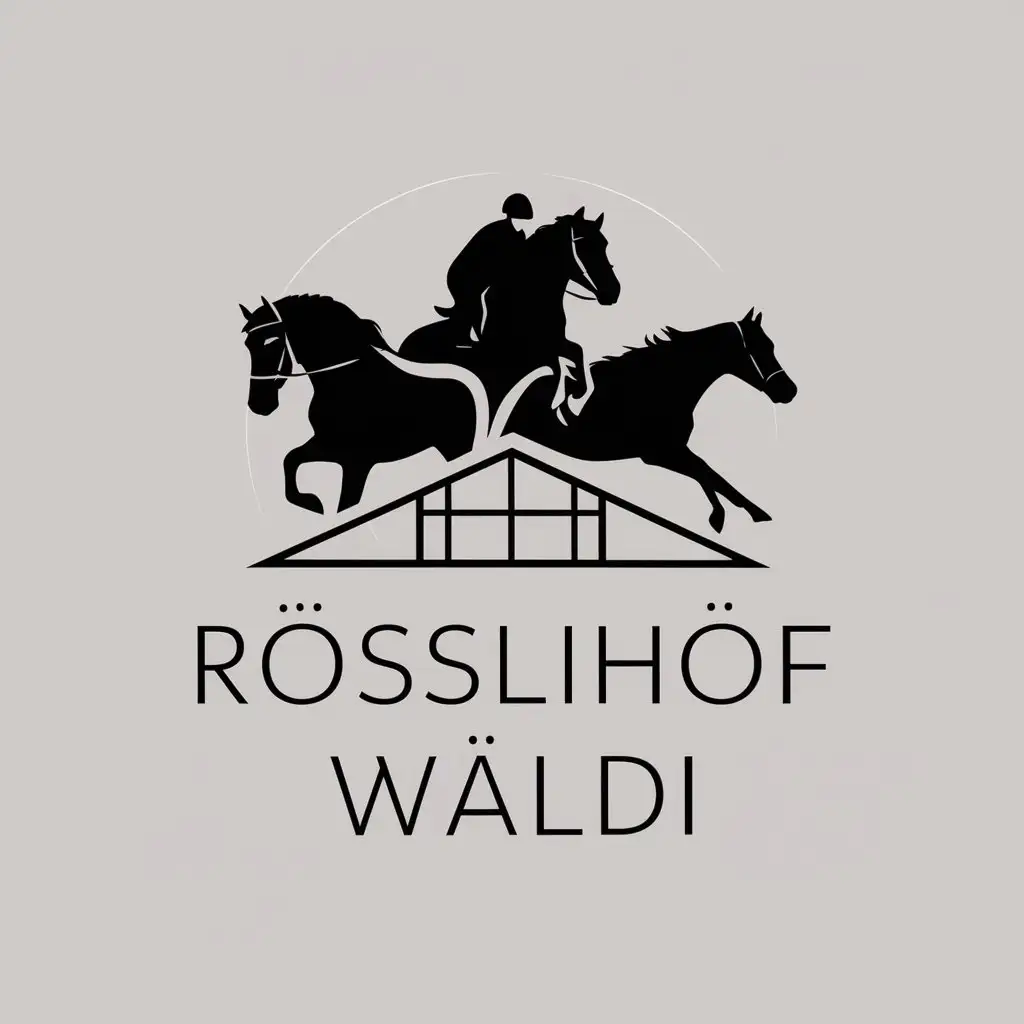 LOGO Design for Rsslihof Wldi Equestrian Theme with Dressage Jumping and Racing Horses