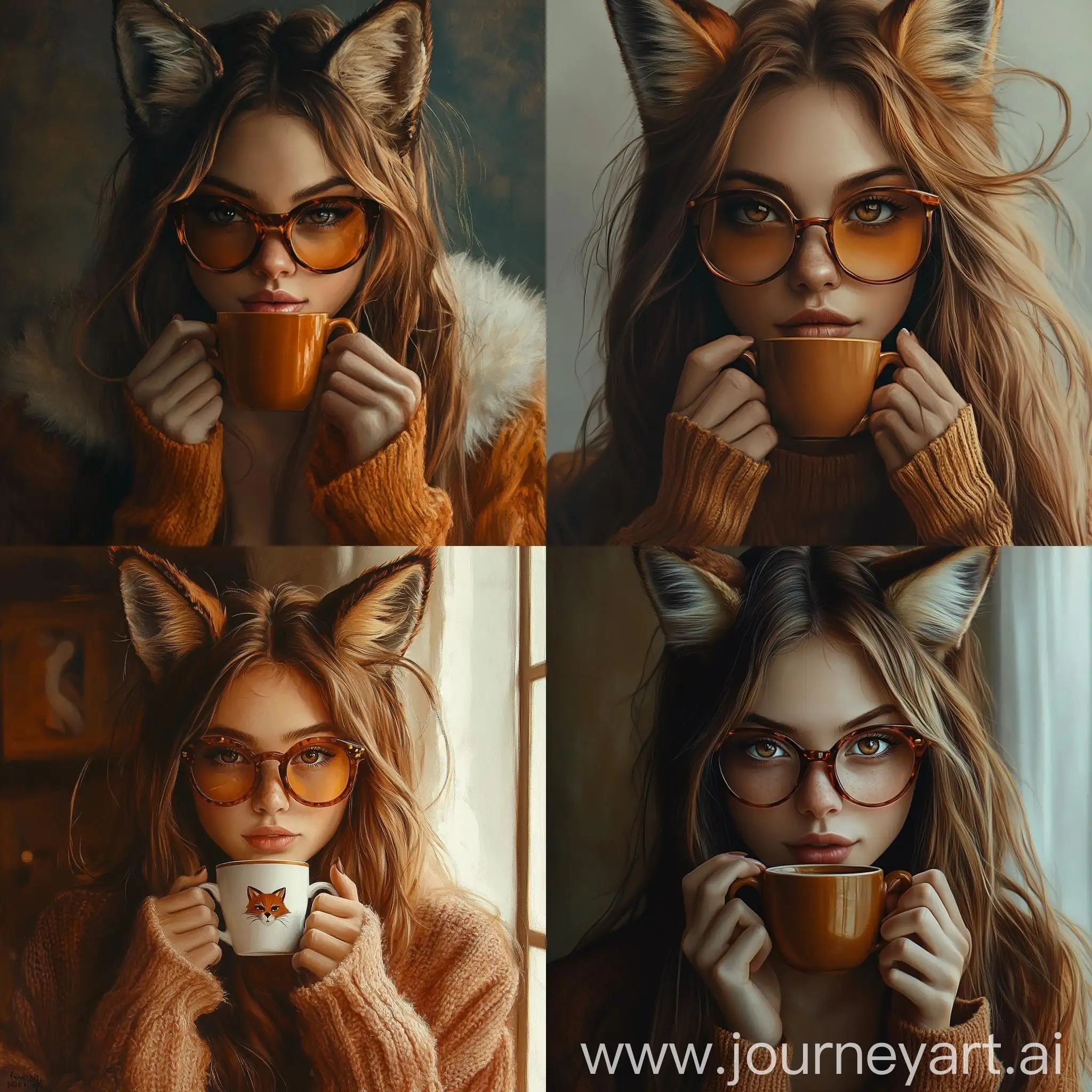 Stylish-Fox-Girl-with-Coffee-Cup-and-Amber-Glasses