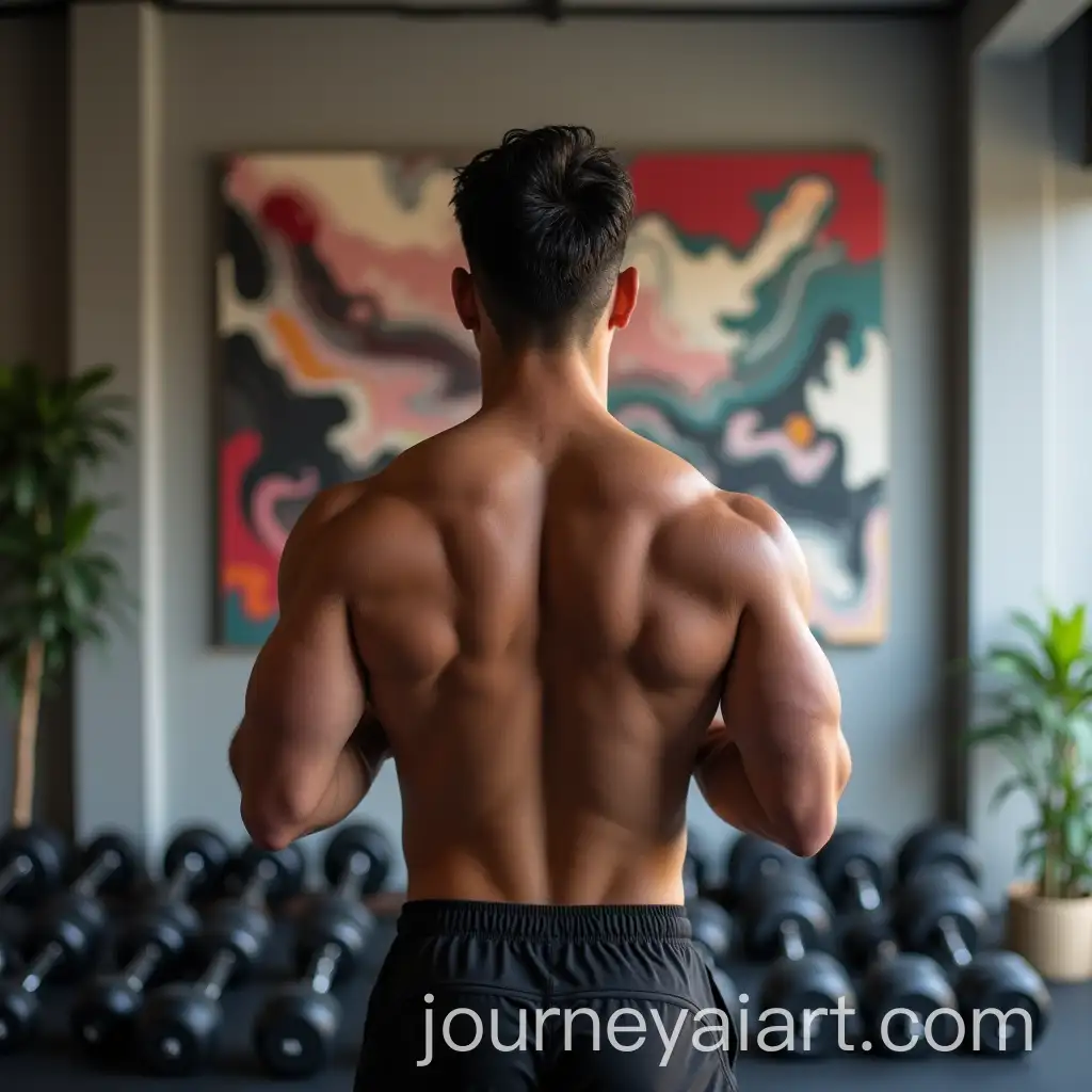 Abstract-Wall-Art-for-Gym-with-Male-Silhouette-from-Behind