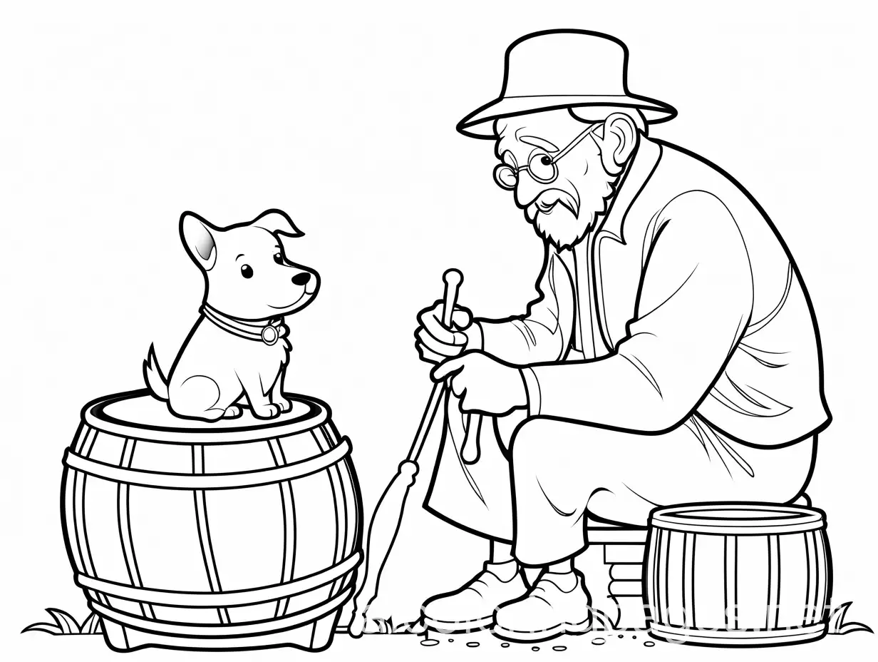 Whimsical-Coloring-Page-of-an-Old-Man-Playing-Knick-Knack