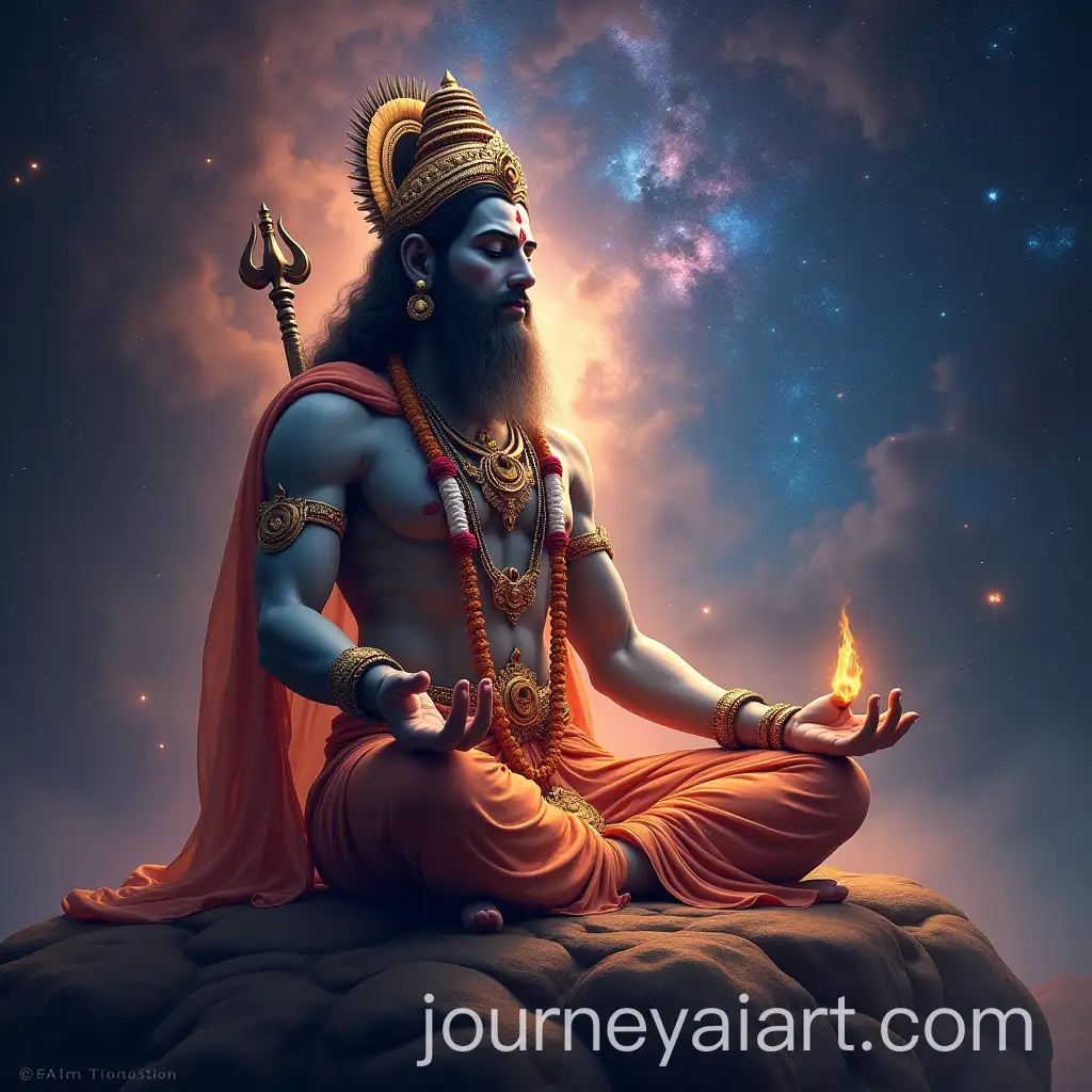 Realistic-Image-of-Hindu-God-Hanuman-Meditating-in-Cosmic-Galaxy-Scene