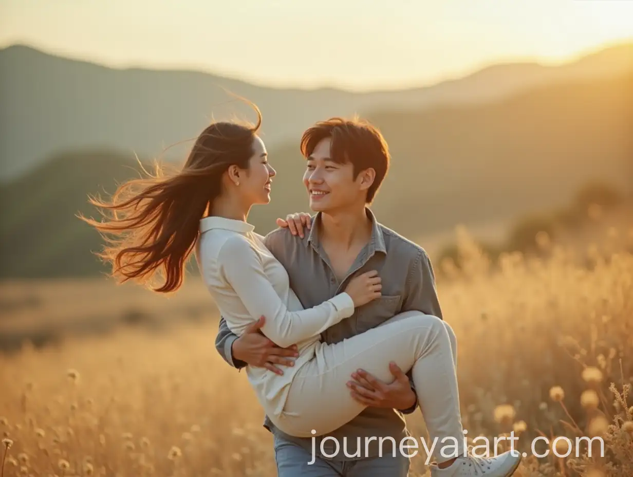 Korean-Couple-Running-in-a-Romantic-Moment