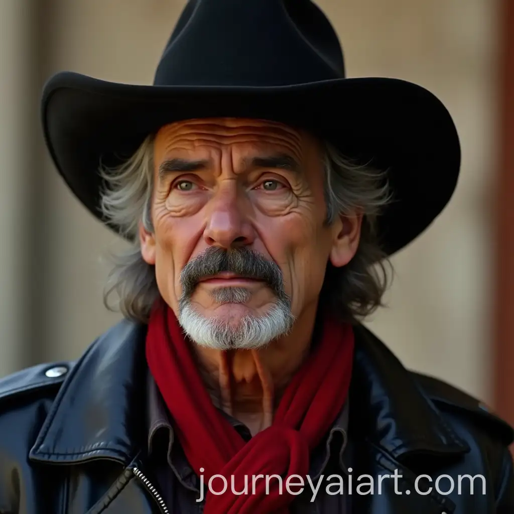 Western-Cowboy-with-Black-Hat-and-Red-Scarf-Portrait